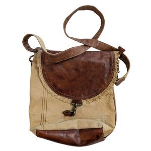 ✉️ Mona B Upcycled Canvas Messenger Bag Boho Vintage US Postage Crossbody